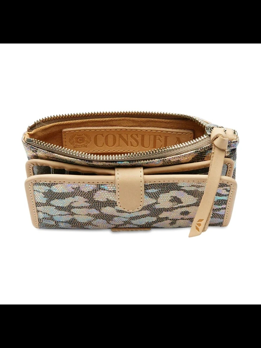 Consuela Iris Iridescent Leopard Slim Wallet with Beige Trim NWT - Picture 3 of 11